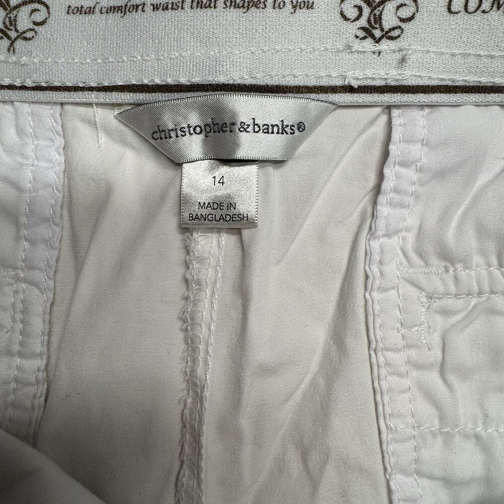 Christopher & Banks Pants Size 14 Women’s Comfort Stretch White Capris Casual - Picture 10 of 12
